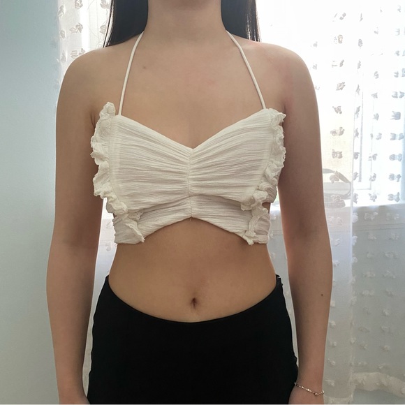 Free People Endless Summer Fly Away Halter Cropped Top in White Women's Size XS - Picture 5 of 15